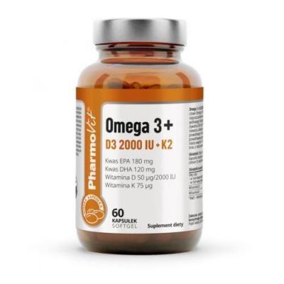 PHARMOVIT Omega3 + D3 2000IU +K2, 60 kapsułek