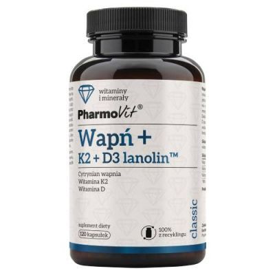 PHARMOVIT Wapń + K2 + D3 lanolin, 120kaps.
