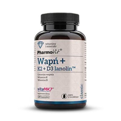 PHARMOVIT Wapń + K2 + D3 lanolin, 120kaps.