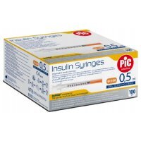 PIC Insulin Syringes Jednorazowa strzykawka insulinowa 0,5 ml G30 0,30 mm x 8 mm, 100 szt.