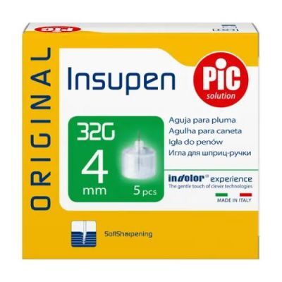 PIC Insupen 32G 4mm Igły do penów insulinowych, 5 sztuk