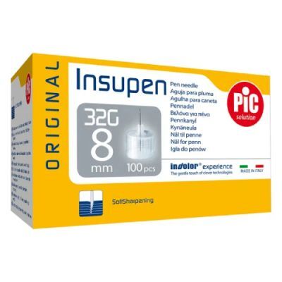 PIC Insupen Igły do penów insulinowych 32G 8mm, 100 sztuk