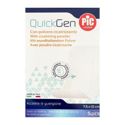 PIC QuickGen Plaster z gazą nasączaną kwasem hialuronowym 7,5 x 10cm, 5 szt.
