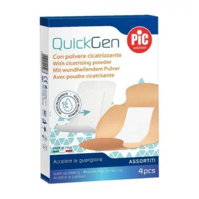 PIC QuickGen Plaster z gazą nasączaną kwasem hialuronowym mix, 4 szt.