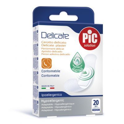 PIC SOLUTION DELICATE MEDIUM plaster antybakteryjny 19 x 72 mm 20 sztuk