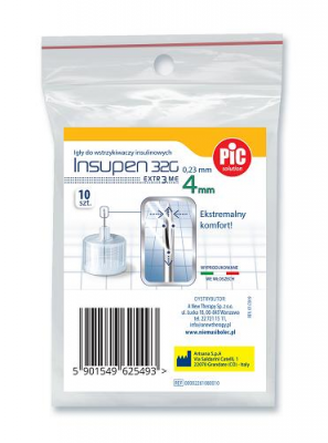 PIC SOLUTION INSUPEN Igły do penów insulinowych 32G 0,23 x 4 mm 10 sztuk