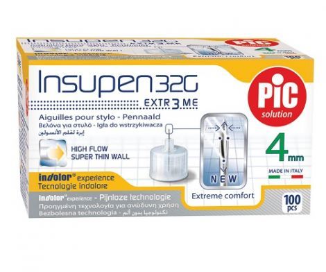 PIC SOLUTION INSUPEN Igły do penów insulinowych 32G 0,23 x 4 mm 100 sztuk
