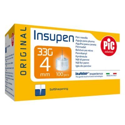 PIC SOLUTION INSUPEN Igły do penów insulinowych Original 33G x 4 mm 100 sztuk