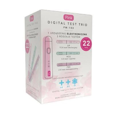 PINK Digital Test Trio Cyfrowy system monitorowania płodności PLANOWANIE CIĄŻY, 22 testy