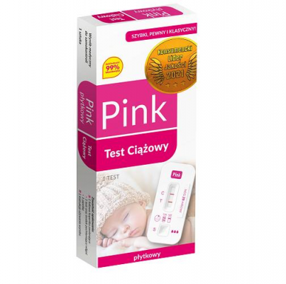 PINK TEST test ciążowy płytkowy 1 sztuka DOMOWE LABORATORIUM
