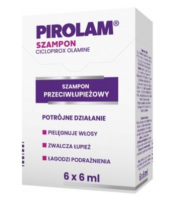 PIROLAM szampon przeciwłupieżowy 6 saszetek x 6 ml  DATA WAŻNOŚCI 30.11.2022