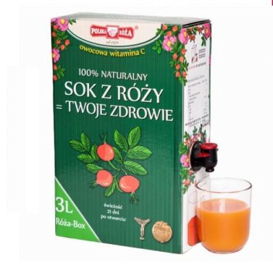 POLSKA RÓŻA Witamina C naturalna 100% sok z owoców róży 3 L