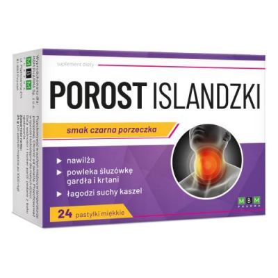 Porost Islandzki smak czarna porzeczka, 24 past.