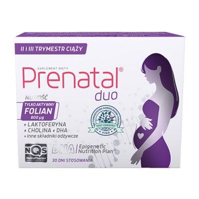 Prenatal DUO - witaminy z DHA, laktoferyną i choliną dla kobiet w ciąży (od 13. tygodnia), 60 + 30 kapsułek