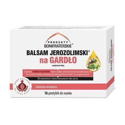 Produkty Bonifraterskie Balsam Jerozolimski na gardło, 16 pastylek do ssania KRÓTKA DATA 30.04.2026