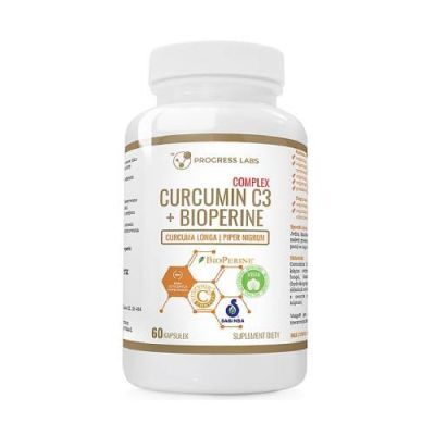 Progress Labs Curcumin C3 + Bioperine Complex, 60 kaps.