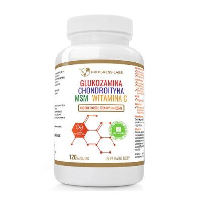 Progress Labs Glukozamina, Chondroityna, MSM, Witamina C, 120 kaps.