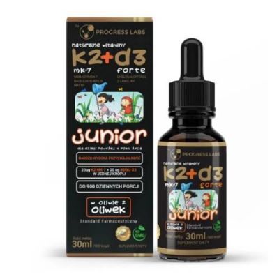 PROGRESS LABS Naturalne Witaminy K2 + D3 Junior Krople, 30 ml