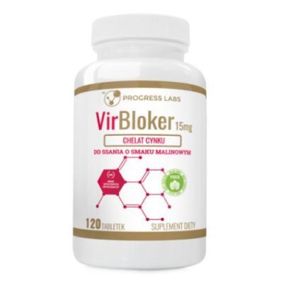 Progress Labs Virbloker Chelat cynku 15 mg smak malinowy, 120 tabl. do ssania
