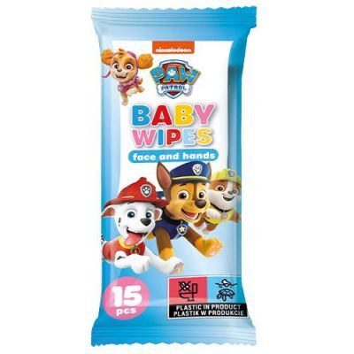 Psi Patrol Chusteczki nawilżane do buzi i rąk dla dzieci, 15szt.