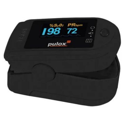 Pulsoksymetr napalcowy PULOX PO-200A z alarmem czarny
