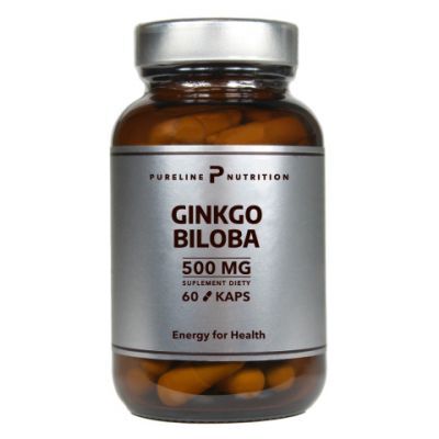 Pureline Nutrition Ginkgo Biloba Miłorząb japoński 500mg, 60 kaps.