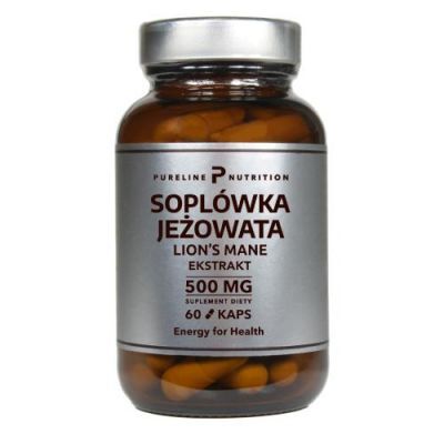 Pureline Nutrition Soplówka jeżowata Ekstrakt 500 mg, 60 kapsułek (Lion's Mane)