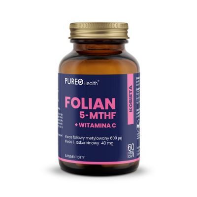 PUREO HEALTH Folian 5-MTHF+ Witamina C 60 kapsułek