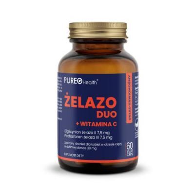 PUREO HEALTH Żelazo Duo + Witamina C 60 kapsułek