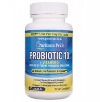 PURITAN'S PRIDE Probiotyk 10 szczepów z Witaminą D3 60 kapsułek
