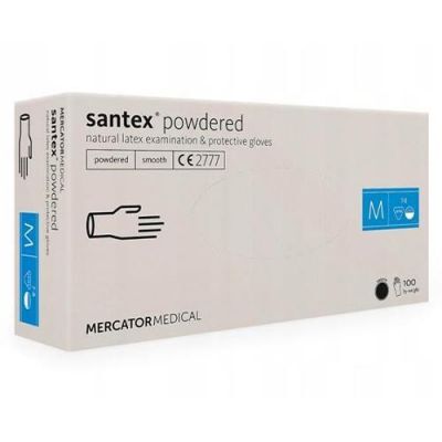 Rękawiczki lateksowe Santex CE2777 rozmiar M gładkie, 100szt.