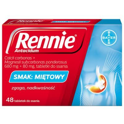 RENNIE ANTACIDUM 48 tabletek zgaga, nadkwaśność