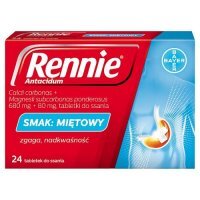 Rennie Antacidum smak miętowy, 24 tabl. do rozgryzania i żucia Inpharm