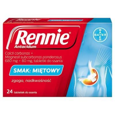 Rennie Antacidum smak miętowy, 24 tabl. do rozgryzania i żucia Inpharm