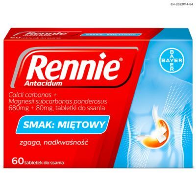 Rennie Antacidum smak miętowy, 60 tabletek