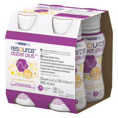 RESOURCE DIABET PLUS Płyn o smaku waniliowym 4 x 200 ml
