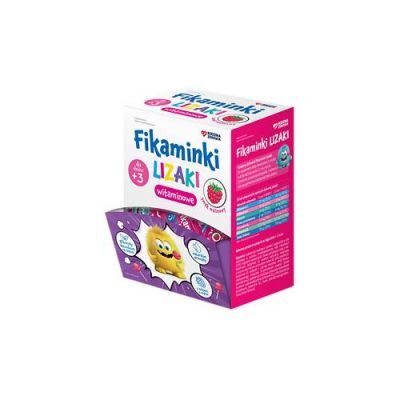 Rodzina Zdrowia Fikaminki Lizaki witaminowe smak malinowy, 50 szt.