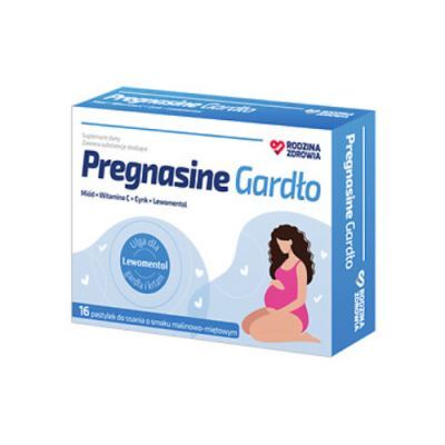 Rodzina Zdrowia Pregnasine Gardło o smaku malinowo-miętowym, 16 pastylek do ssania