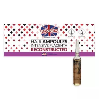 Ronney Hair Ampoules Intensive Placenta Reconstructed Ampułki przeciw wypadaniu włosów, 6 x 10 ml