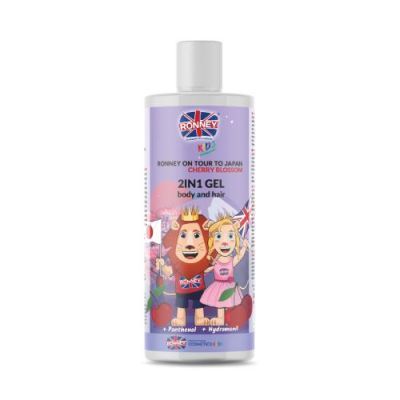 RONNEY KIDS Delikatny żel do mycia włosów i ciała 2w1 o zapachu wiśniowym, 300ml