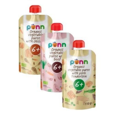 Salvest Põnn Bio Przerwa obiadowa Zestaw Puree mięsno-warzywnych 6m+, 3x 110 g