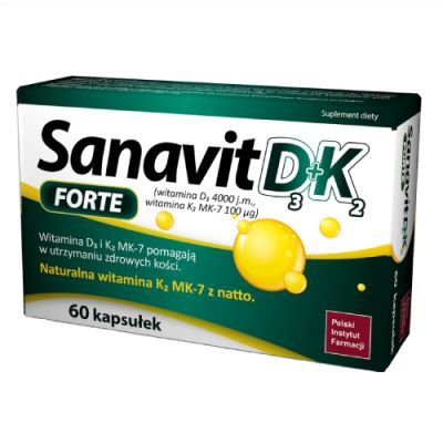 Sanavit D3 + K2 Forte, 60 kaps. - suplement diety z witaminą D i K