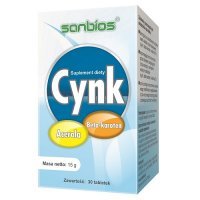 SANBIOS Cynk + acerola i beta-karoten 30 tabletek DATA WAŻNOŚCI 31.07.2024