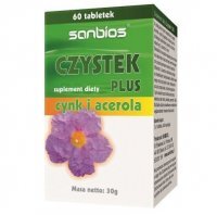 SANBIOS Czystek Plus Cynk i Acerola 60 tabletek  DATA WAŻNOŚCI