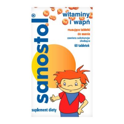 Sanostol Witaminy i wapń, 60 musujących tabl. do ssania