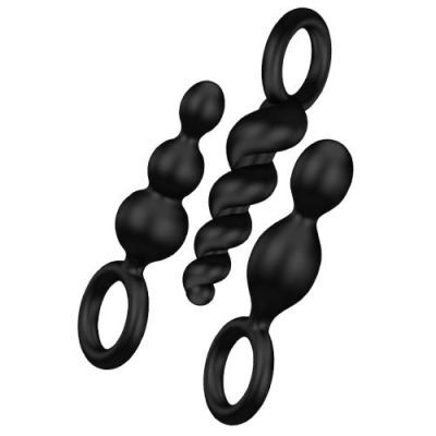 Satisfyer Booty Call Zestaw korków analnych o pobudzającej strukturze czarne, 3 szt.