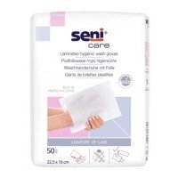 SENI CARE Podfoliowane myjki higieniczne 22,5x16 cm, 50szt.