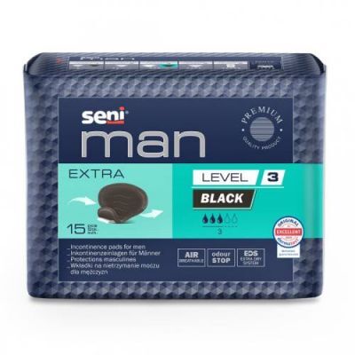 Seni Man Level 3 Extra Black Wkładki urologiczne dla mężczyzn, 15 szt.