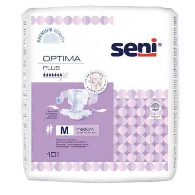 SENI OPTIMA PLUS MEDIUM Pieluchomajtki z pasem biodrowym, 10 sztuk
