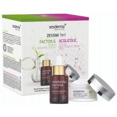 SESDERMA Zestaw FACTOR G Renew Serum do twarzy, 30ml + ACGLICOLIC Classic Krem nawilżający SPF15, 50ml KRÓTKA DATA 30.04.2026
